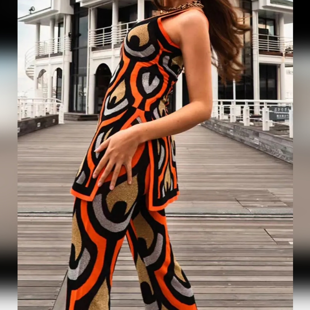 Geometric Pattern Knit Set